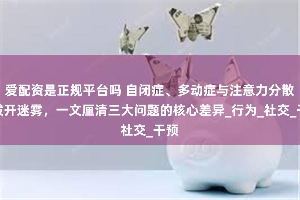 爱配资是正规平台吗 自闭症、多动症与注意力分散：拨开迷雾，一文厘清三大问题的核心差异_行为_社交_干预